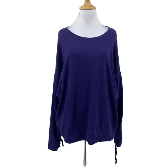 Fabletics Sadie Scrunched Sleeve Pullover L Large Soft Fleece Lined Sweater - Picture 2 of 12